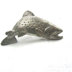VTG 1988 PEWTER BASS PIN, SIGNED GG HARRIS #125